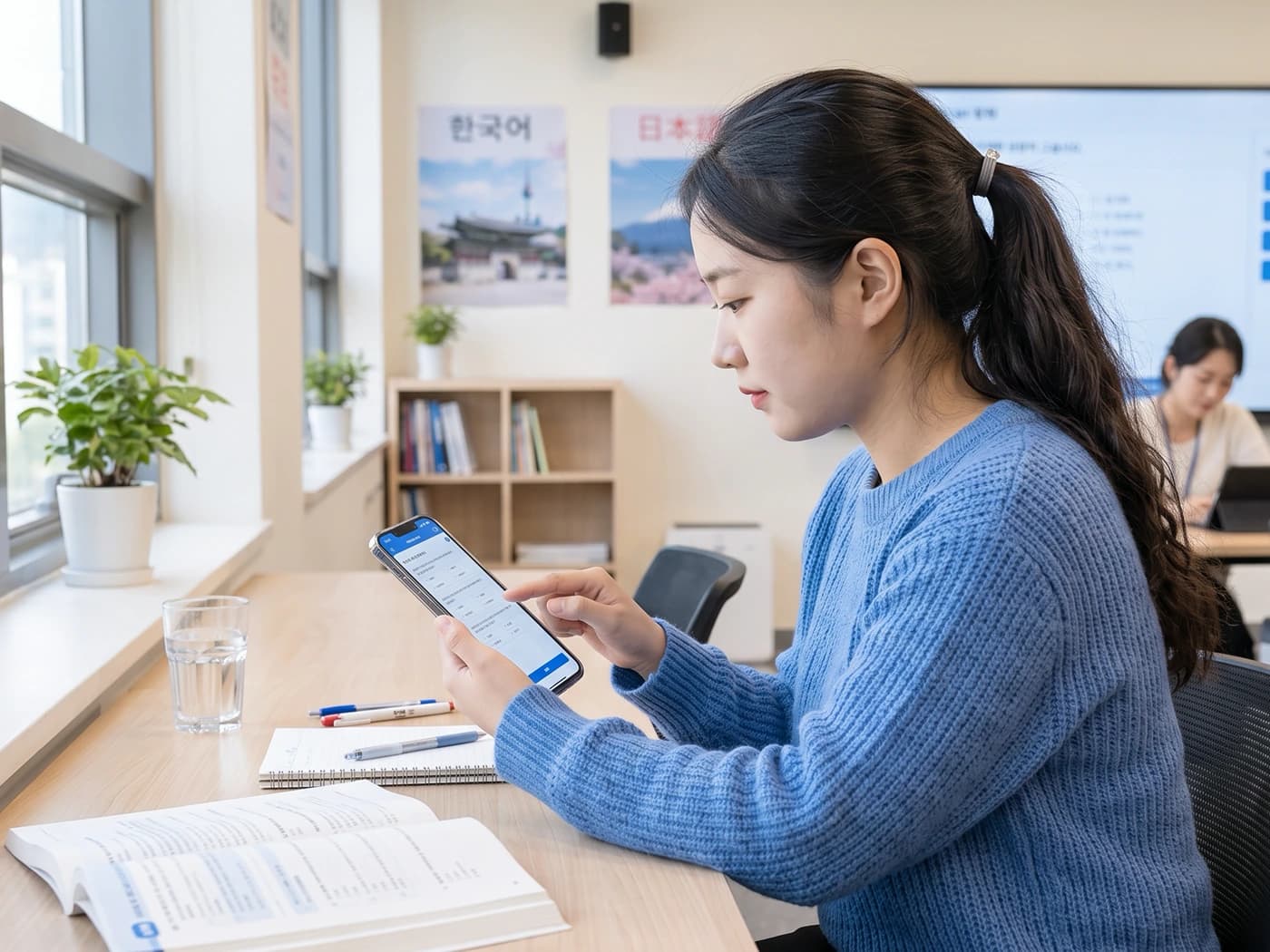 A student practising a mock exam on a phone